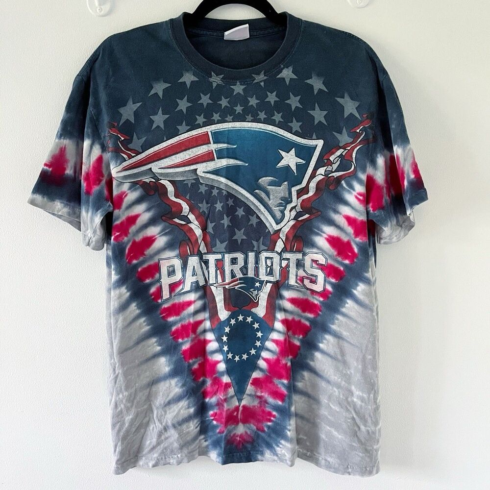 READ New England Patriots Tie Dye Tee Shirt Majestic NFL Y2K Football Small Med
